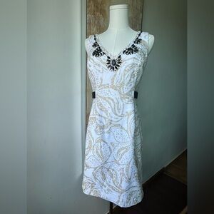 Lilly Pulitzer Laidley gold sleeveless V-neck embellished elegant dress